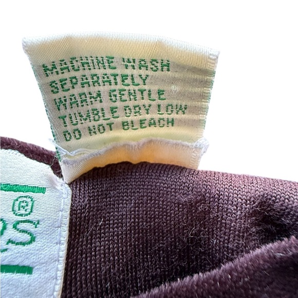 Vintage 90s Velveteen Babydoll Midi Dress Brown Embroidered Fairy Grunge Large - Picture 10 of 12